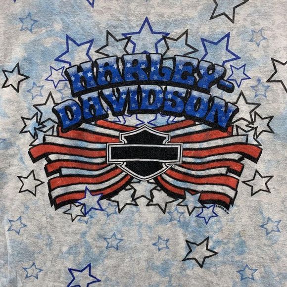 Harley Davidson Shirt Women's Large Casual Short Sleeve Outdoors White Blue - Picture 2 of 10